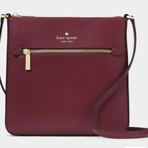 Kate Spade Wine Crossbody Bag with Gold Accents
